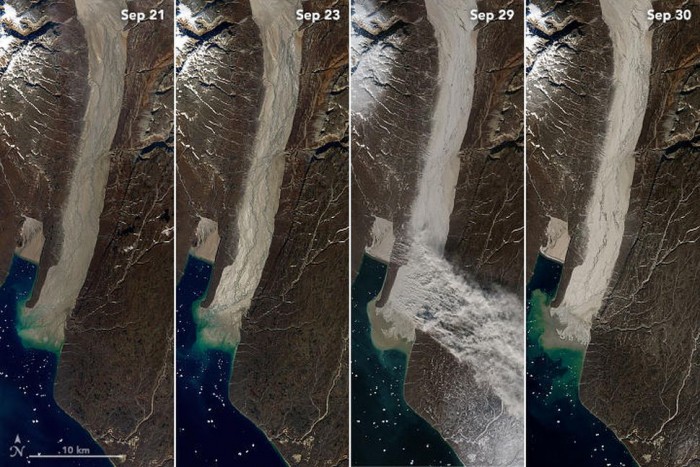 NASA拍到“冰川粉粒”漂浮在格陵兰岛的罕见画面