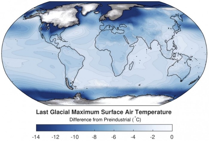新研究揭示最后一次冰河时期全球的平均温度