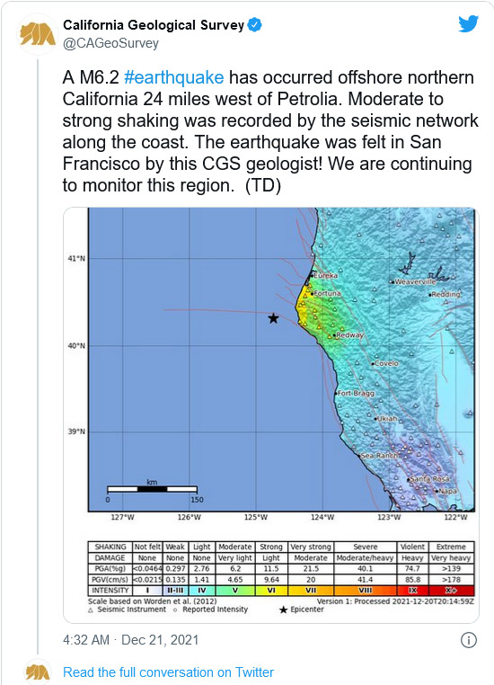 MyShake App在加州大地震几秒钟前向民众发出了准确预警