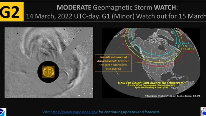 美NOAA发布本周的中等强度和低级别地磁暴警报