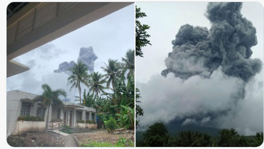 实拍菲律宾布卢桑火山喷发 大量灰烟遮天蔽日